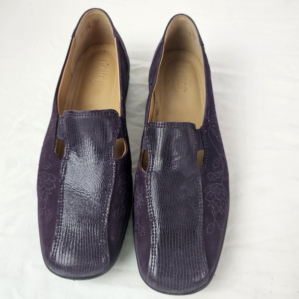 Hotter Comfort Concept Calypso Loafers Slip-On Shoes 11 Purple Leather Womens
